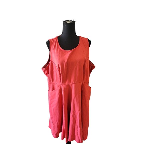 Torrid Red/Orange Knee Length Sleeveless Zipper Pockets Size 4 Casual Date Night - Picture 2 of 11
